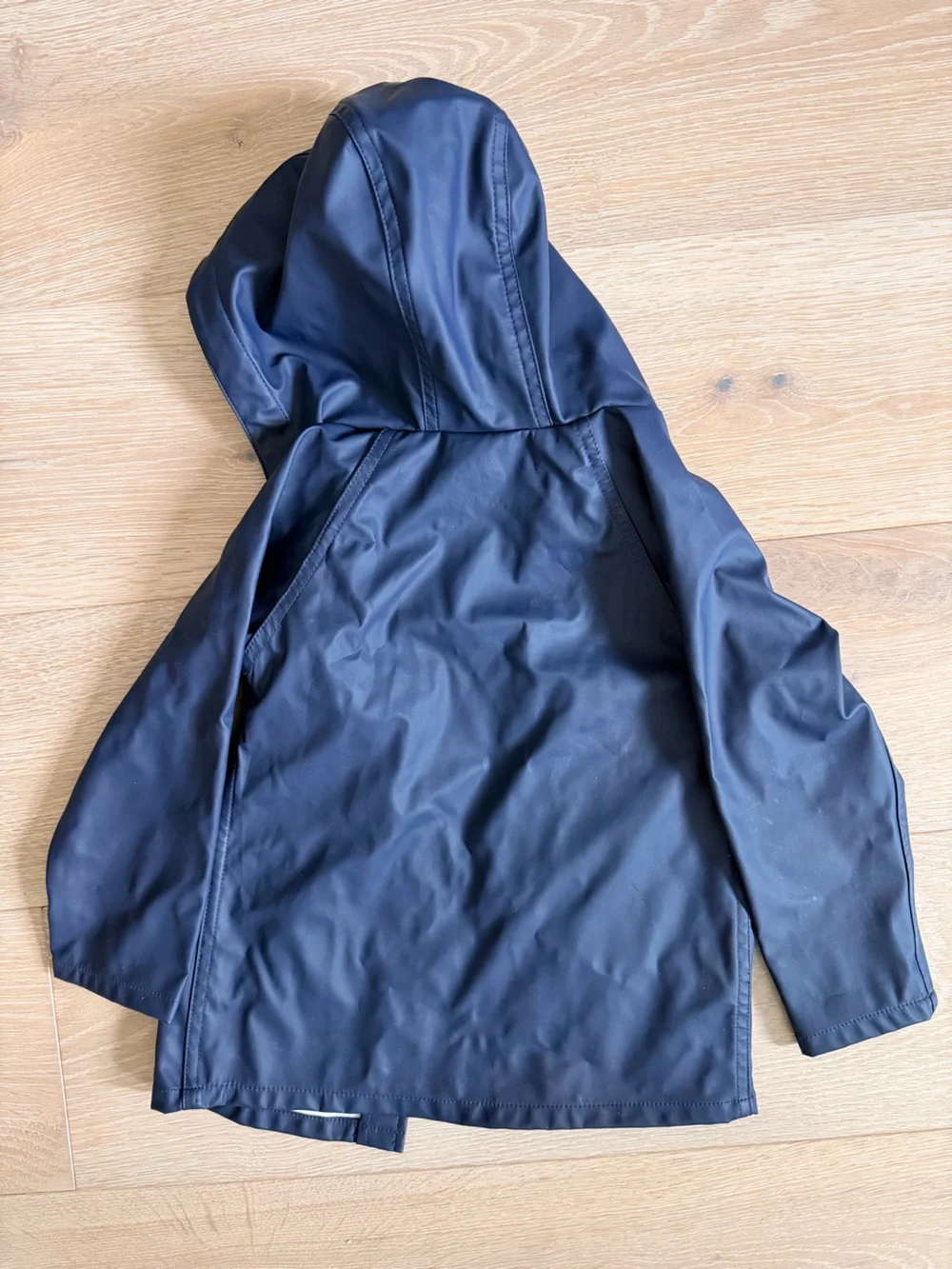 Primary Navy Hooded Kids Raincoat with White Lining